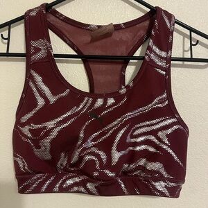 Puma Burgundy and White Sports Bra